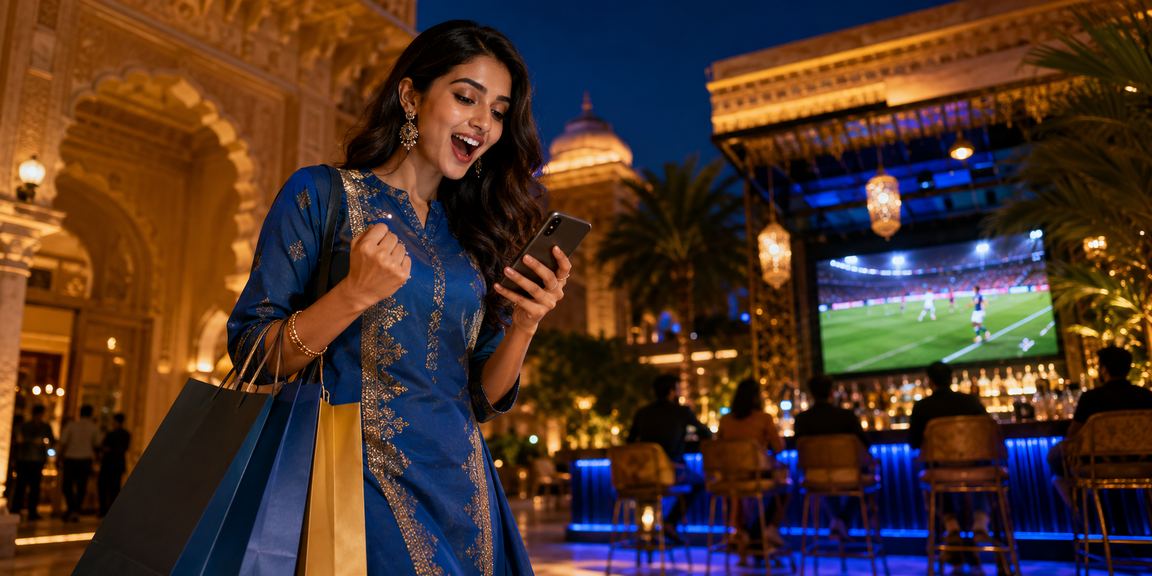 Indian woman placing live cricket bets on mobile